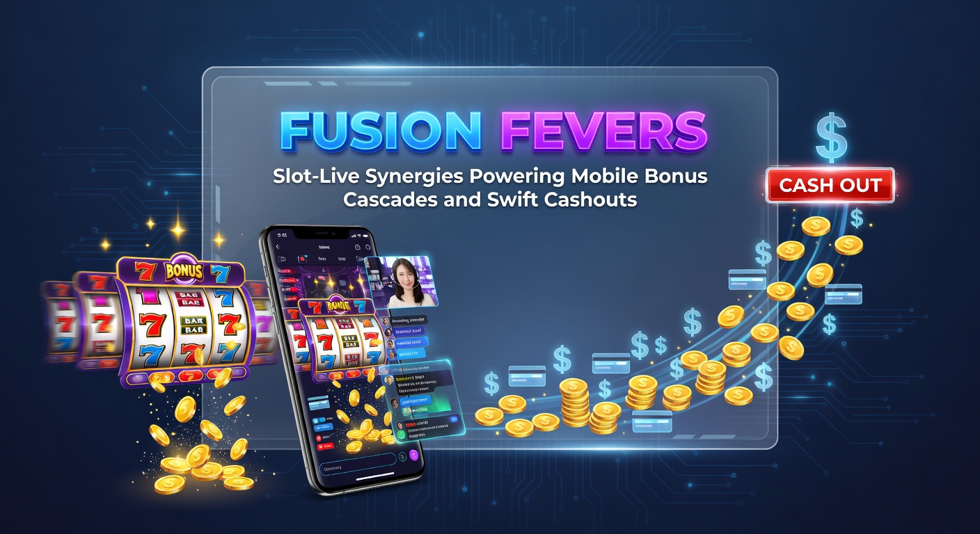 Visuelle Darstellung einer Slot-Live-Fusion mit kaskadierenden mobilen Boni und Echtzeit-Auszahlungsflüssen